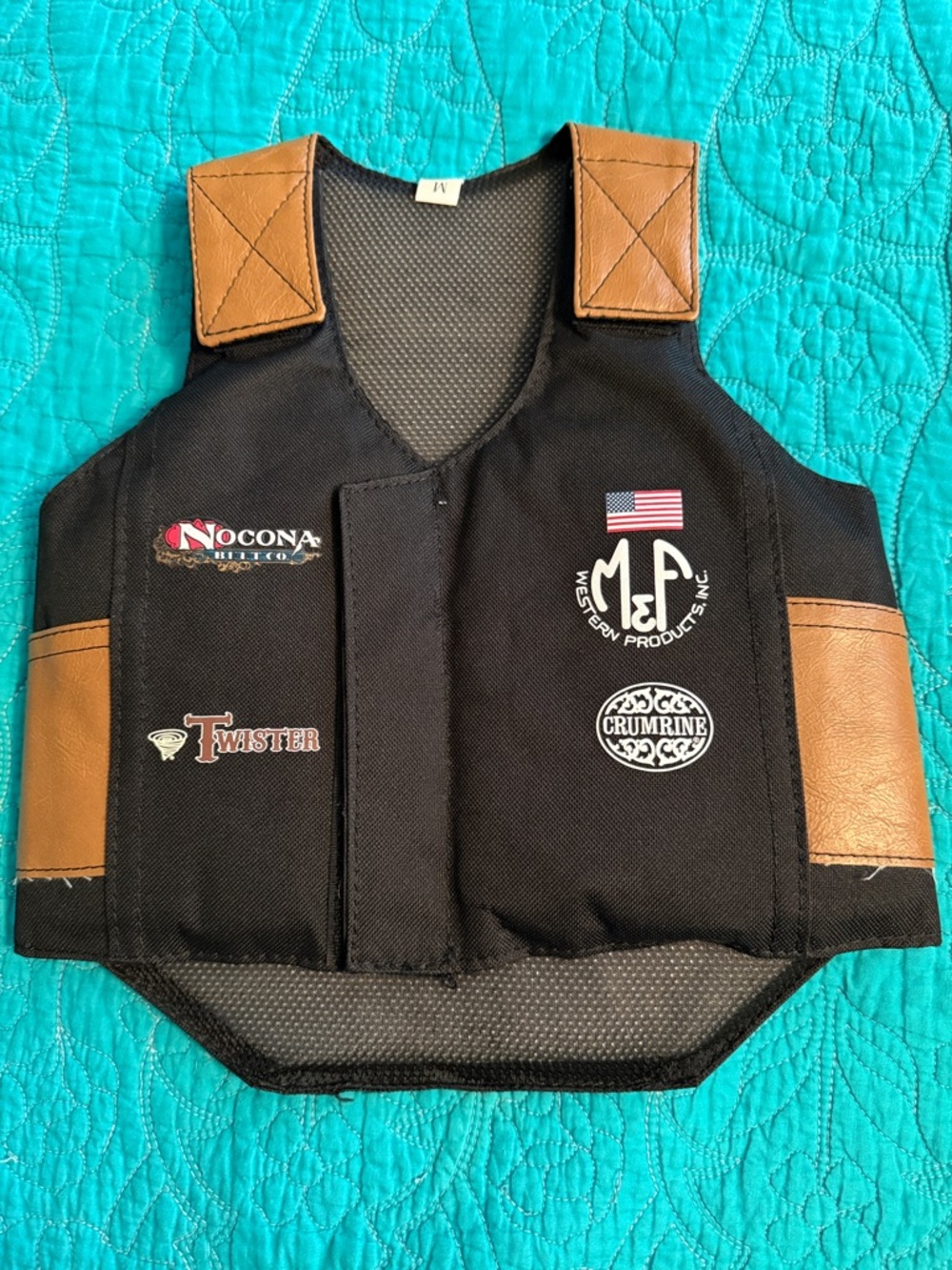M & F Western Black Toy Protective Western Vest with Brown Accents